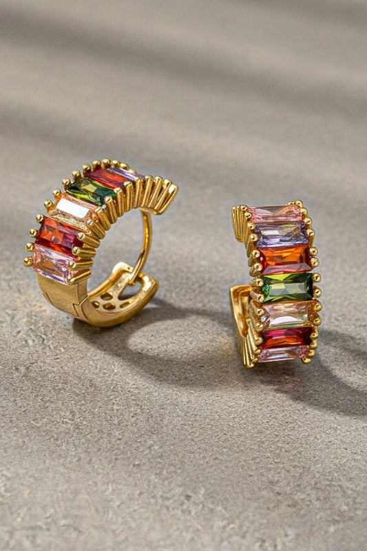 Gold/Multi Hoop Huggie Earrings