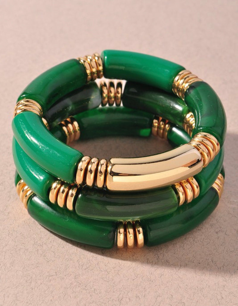 Green Acrylic Bracelet Set