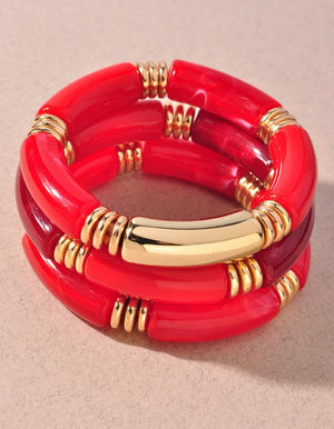 Red Acrylic Bracelet Set